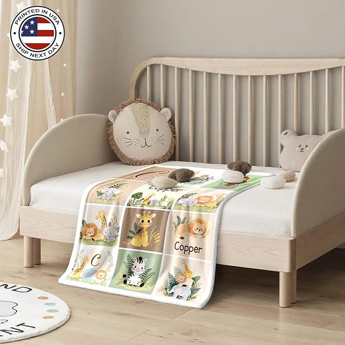 Ship Next Day, Personalized Baby Blanket – Printed in USA, Custom Baby Blanket for Boys & Girls, Baby Blanket with Name, Baby Shower, Easter, Christmas, Birthday Newborn & Toddler Gifts, Baby Gifts
