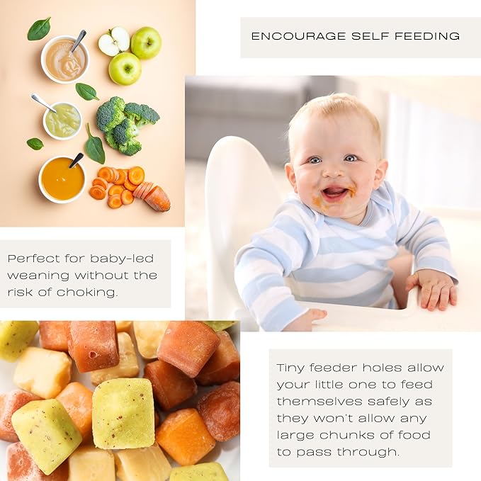 Hippypotamus Baby Food Feeder & Freezer Tray - Silicone Fruit Feeder - Pacifier Teething Toys - 2 Extra Pouches - Set of 2
