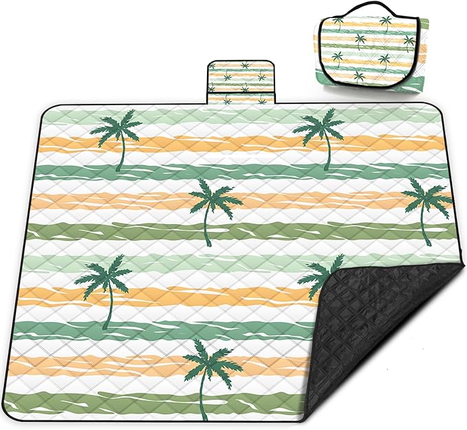 Extra Large Picnic Blanket Waterproof,80"x 80"Foldable Machine Washable Beach Blanket,Outdoor Blanket for 6-8 Adults,Suitable for Indoor Crawling,Park Beach,Camping,Hiking,Family Travel(Yellow)