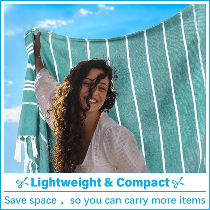 Oversized Turkish Beach Towel Blanket XXL Cotton Sandproof Towels Boho Woven Extra Large Big Sand Free Giant Throw Thick Blankets Huge Quilt XL Picnic Camping Necessities Cloud For Adult Gifts Teal