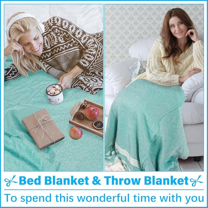 Oversized Turkish Beach Towel Blanket XXL Cotton Sandproof Towels Boho Woven Extra Large Big Sand Free Giant Throw Thick Blankets Huge Quilt XL Picnic Camping Necessities Cloud For Adult Gifts Teal