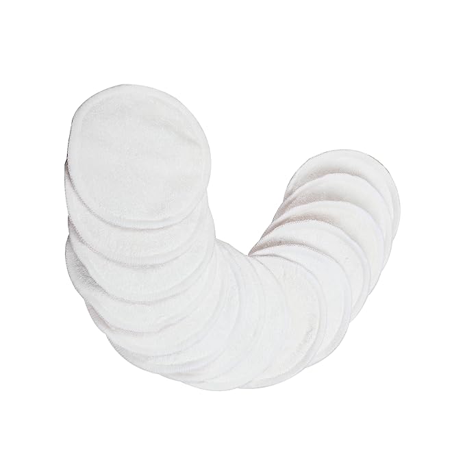 wegreeco Nursing Breast Pads (14 Pack) + Laundry Bag & Travel Storage Bag, 4.7 inch - Washable & Reusable Breastfeeding Nursing Pads (Rose Gold, Large, Plain Shape)