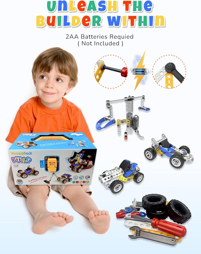 STEM Toys for 5 6 7 8+ Year Old Boy, 10 in 1 Electric Building Toys for Kids Ages 4-8 5-7 6-8, Educational Racing Construction Science Kit for Boys 4-6 8-10, Creative Activities Holiday Birthday Gift