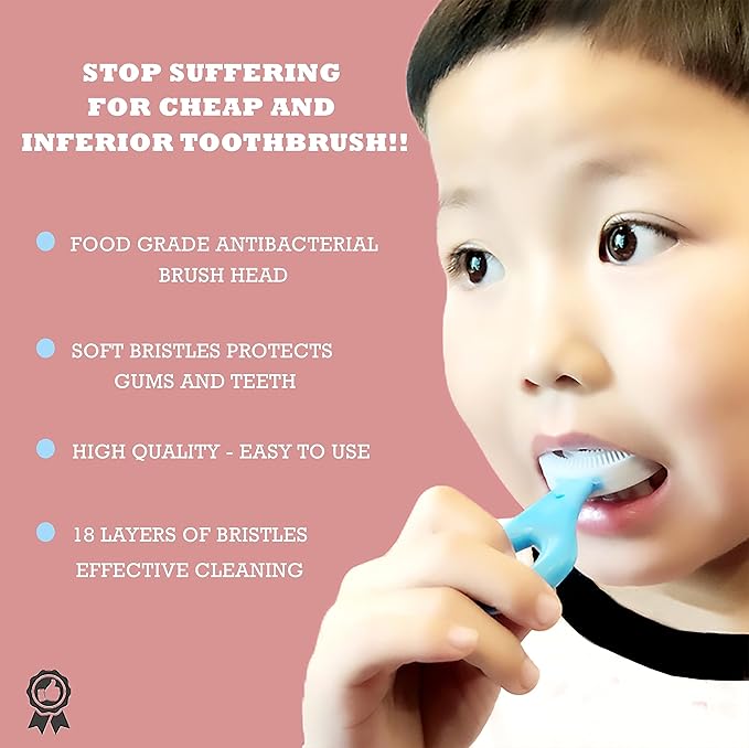 U-Shaped Toothbrush Kids (2 PCS), 360° Oral Teeth Cleaning Design, Toddler with Food Grade Soft Silicone Brush Head, Manual Whole Mouth for Age 2-6