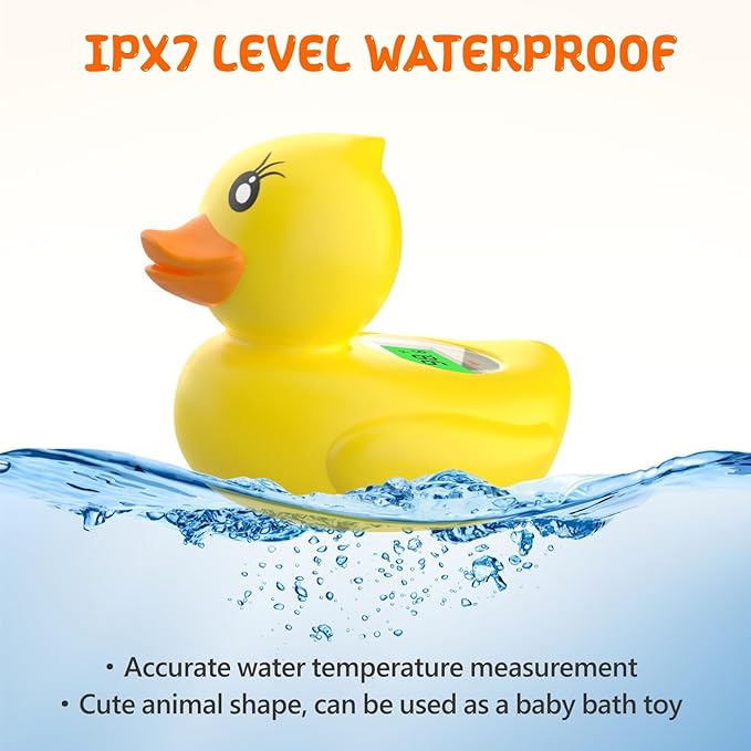 Baby Bath Thermometer, Digital Water Temperature Thermometer with 3 Color Backlit and Temperature Warning, Safety Bath Tube Thermometers Floating Toy for Infant, Toddler