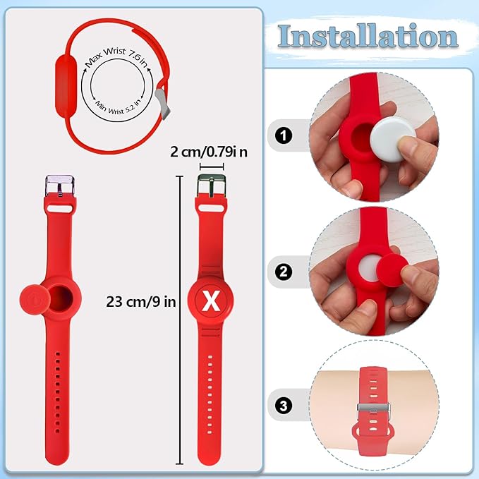 Waterproof Bracelet for AirTag Kids, Personalized Initial Letter Hidden Holder Compatible with Air Tag, Silicone Case for Airtag Adjustable Anti-Lost GPS Tracker for Toddler Child Elder, X