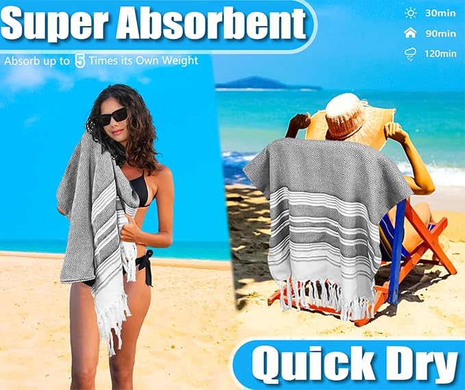 Oversized Turkish Beach Towel Blanket Cotton Giant XL Sandproof Towels Huge Linen XXL Extra Large Big Throw Quilt Blankets for Adults Cloud Travel Camping Glamping Accessories Essentials