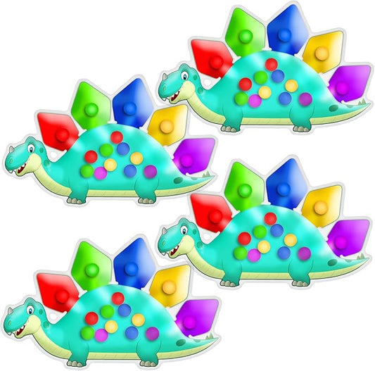 4PC Dinosaur Color Sorting Sensory Toys, Montessori Toys for Toddler Fine Motor Skill Game Learning Activities Quiet Calm Down Fidgets for Classroom Stocking Stuffers for 3 4 5 Year Old Kid Travel Toy