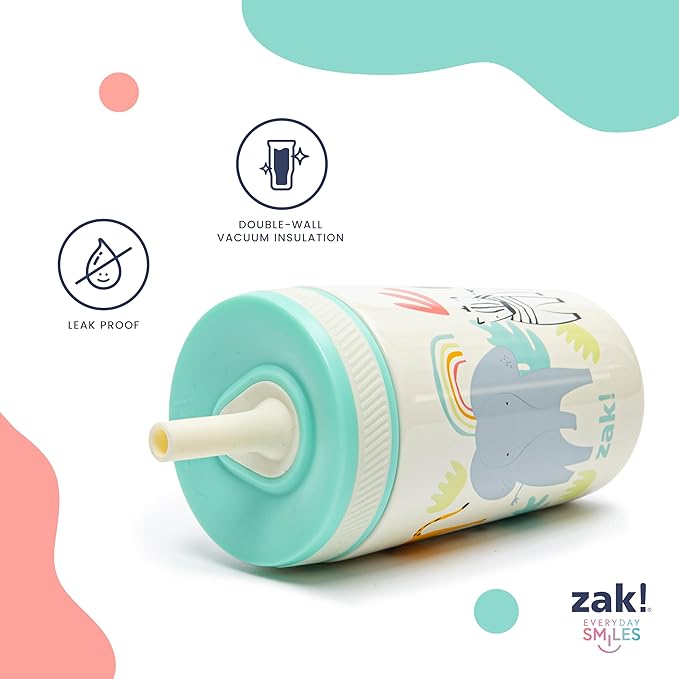 Zak Designs Shells Kelso Tumbler Set, Leak-Proof Screw-On Lid with Straw, Bundle for Kids Includes Plastic and Stainless Steel Cups with Bonus Sipper (3pc Set, Non-BPA) 15 fl.oz.