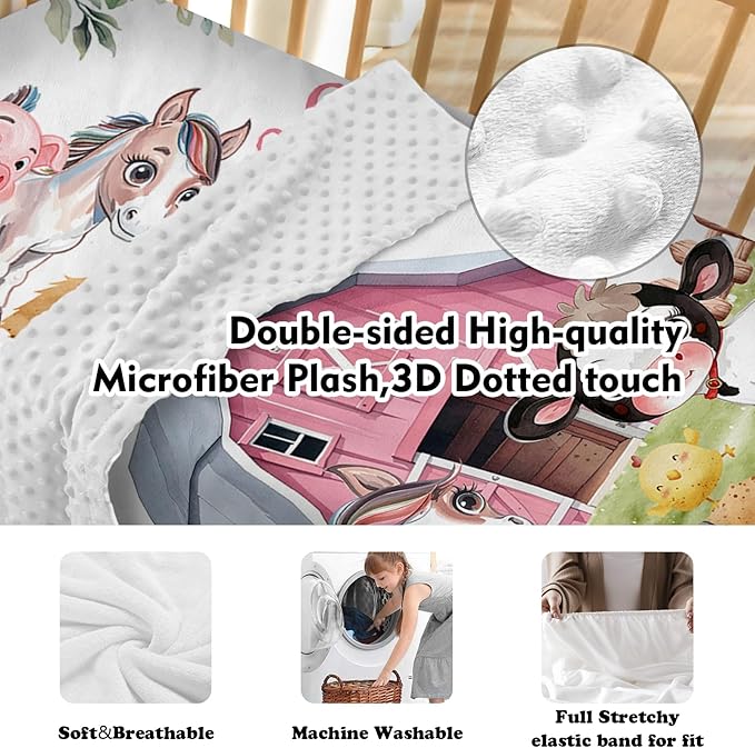 Personalized Nursery Crib Bedding Set: Custom Name 5 Piece Baby Crib Sets with Animal House Design - Toddler Double Layer Blanket Set, Comfortable Crib Bed Sheets for Baby Grils