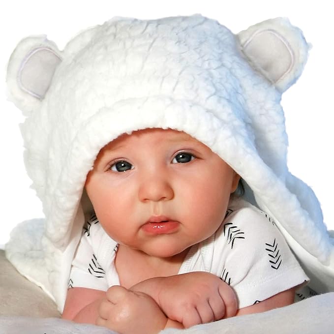 Jam Naturals-Cute Bear Organic Newborn Swaddle Wrap- Gender Neutral Soft Baby Blanket (White, 3-6m)