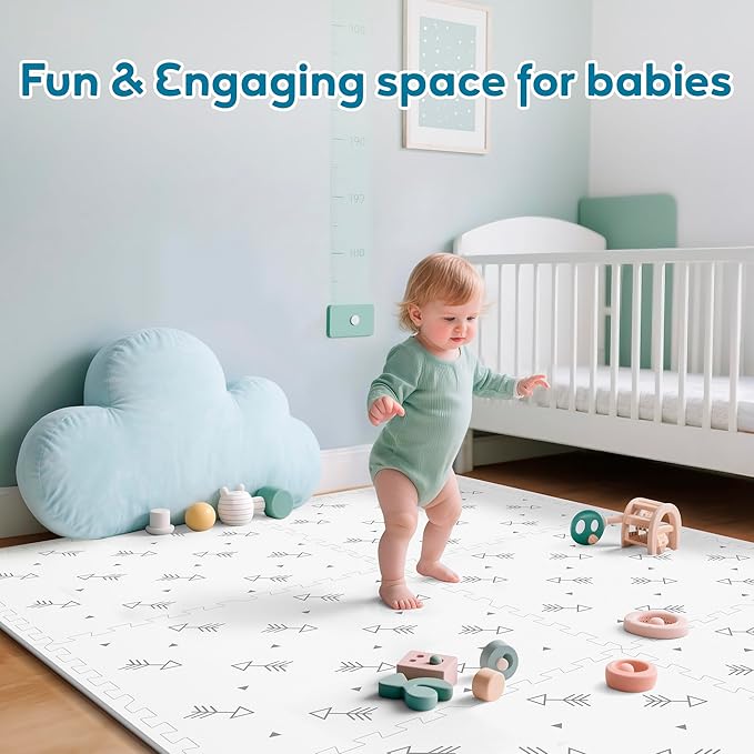 Baby Foam Play Mat-72”x 48” Baby Playmat,6-Piece Interlocking Foam Floor Tiles,Puzzle Mat for Infants and Toddlers,Waterproof,Non Toxic Play Mat for Tummy Time Mat(Arrow)