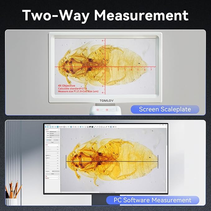 TOMLOV DM301 Pro Microscope for Kids Adults Students, Digital Microscope with 7" Screen, USB & HDMI Output, Wireless Biological Educational Science Scope Camera with Slides Kits for Classroom Home Lab