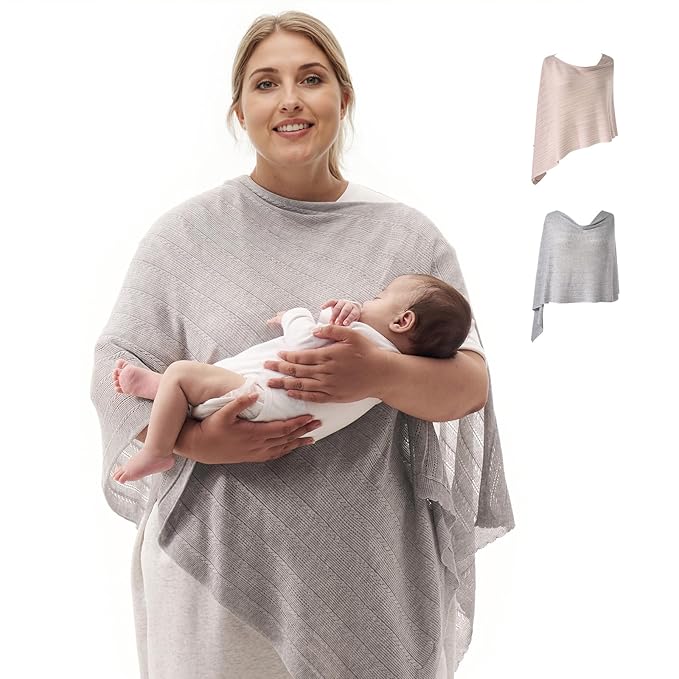 Momcozy Ultra-Light Nursing Cover for Breastfeeding, Soft Breathable Tencel™ Lyocell Fabric, Multi-Use Feeding Shawl, Newborn Essentials Must Haves(Light Gray, Plus)