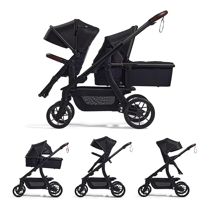 Momcozy ChangeGo Baby Stroller, Convertible Single-to-Double-to-Wagon Stroller with 23 Configurations, Seat Included, Large PU Wheels, All-Wheel Suspension ＆ Extendable UPF50+ Canopy