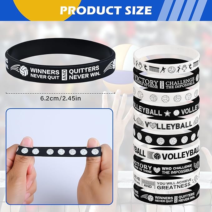 LiYiQ 72 Pcs Volleyball Party Favors Volleyball Team Gifts Volleyball Goodie Bags Stuffers Volleyball Ballpoint Pens Bookmark Card and Silicone Bracelet