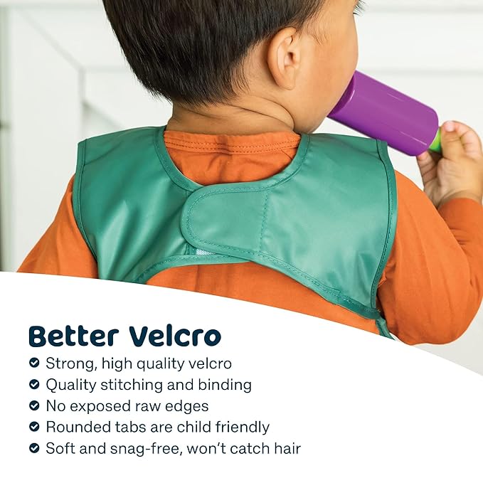 Tiny Twinkle Mess Proof Apron Bibs - 2 Pack Waterproof & Lightweight Baby Bibs for Led Weaning | 100% Recycled Polyester, Easy Clean & Machine Washable (Rainforest, Small 6-24 Months)