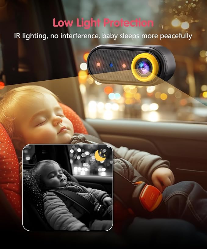 BM5 PRO Baby Car Camera for 2 Kids, 7.2" 1080P Dual Channel Display for Car Seat, Easy Installation with 2 IR Night Vision Cameras, Rear Seat Safety for Babies and Pets