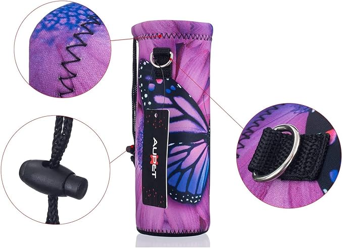 AUPET Water Bottle Carrier,Insulated Neoprene Water bottle Holder Bag Case Pouch Cover 1000ML or 750ML,Adjustable Shoulder Strap, Great for Stainless Steel and Plastic Bottles