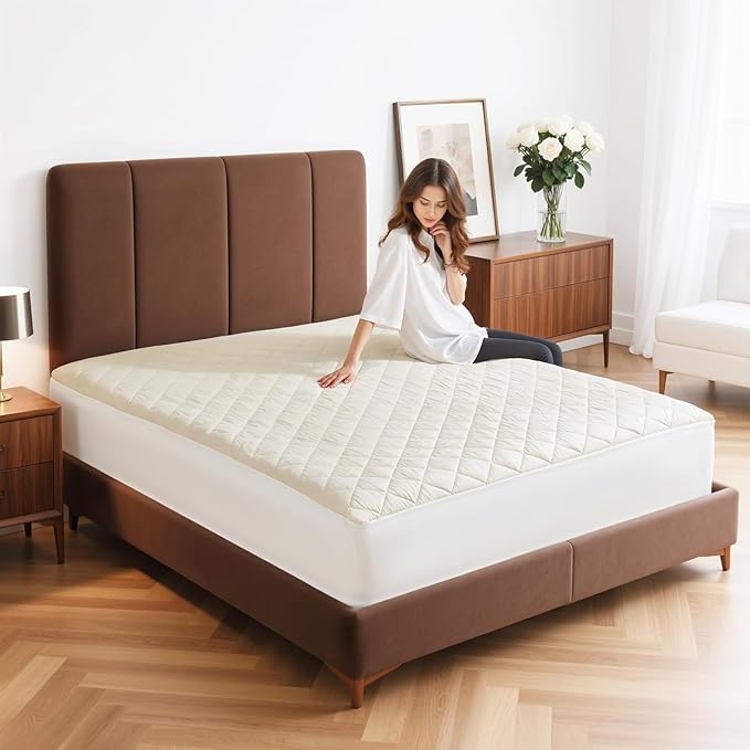 Lofe Organic Cotton Queen Mattres Protectors - Top&Side 100% Waterproof Mattress Protectors, Breathable Organic Mattress Protector, Noiseless Queen Mattress Protector Waterproof 80x60x17 in