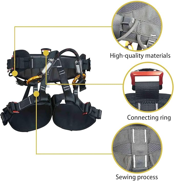 SOB Climbing Harness, Half Body Tree Climbing Harness Men,Thicken Widen Protect Waist Safety Harness for Arborist Harness,Working Rescuing at Height Safety Belt Harness