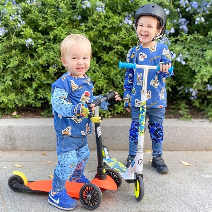 Soft-Style Kids Knee and Elbow Pads with Bike Gloves, Flexible Impact-Resistant Gear for Ages 2-11, Designed for Balance Bikes, Roller-Skating, and Skateboarding