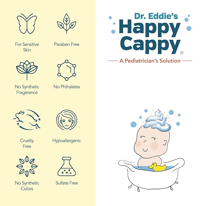 Happy Cappy Baby Shampoo and Body Wash - Eczema Body Wash for Kids, Toddler, Adults, Helps with Dryness, Reduces Itching and Redness, Dermatologist Tested, Fragrance Free - 8 Fl Oz (Pack of 4)