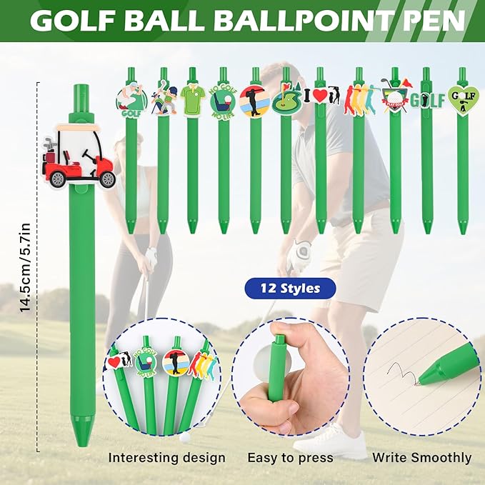 LiYiQ 72 Pcs Golf Party Favors Golf Team Gifts Golf Goodie Bags Stuffers Golf Ballpoint Pens Bookmark Card and Silicone Bracelet