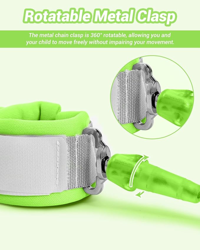 Dr.meter Anti Lost Wrist Link, 2 Pack Toddler Safety Leash with Key Lock, Reflective Child Walking Harness - Dual 8.2ft Length Blue & Green Kids Leash for Supermarket Mall Airport Amusement Park Zoo