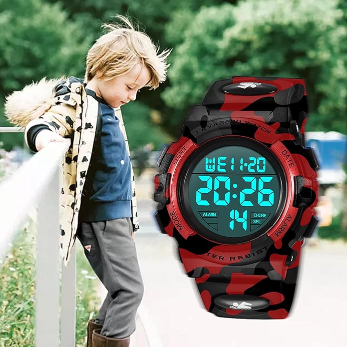 Kids Watch,Boys Watch for 3-15 Year Old Boys,Digital Sport Outdoor Multifunctional Chronograph LED 50 M Waterproof Alarm Calendar Analog Watch for Children with Silicone Band,Kids Gift