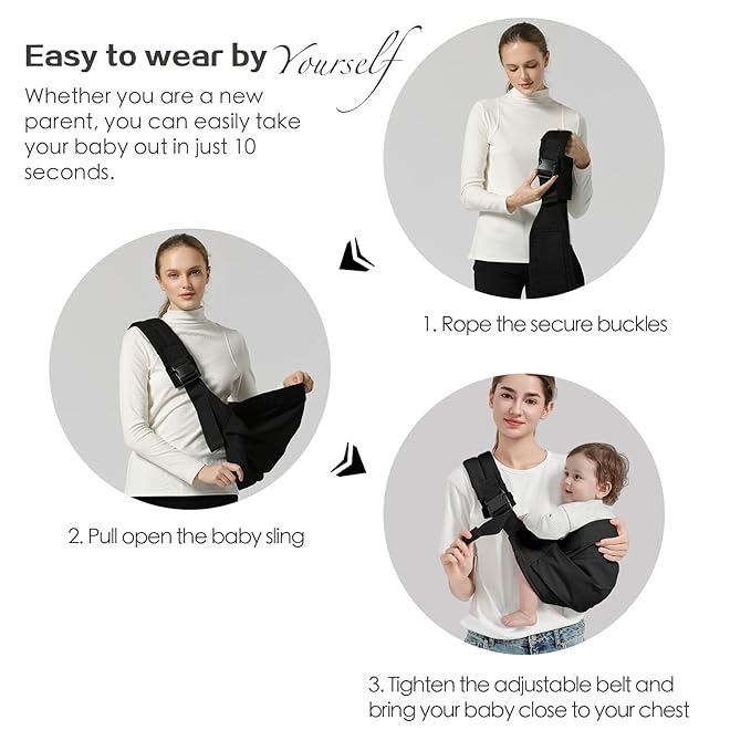 Baby Sling Carrier, Toddler Carrier Sling with Double Safety Buckle and Adjustable Shoulder Strap(7-30lbs), Baby Carriers One Size Fits All, Dark Green
