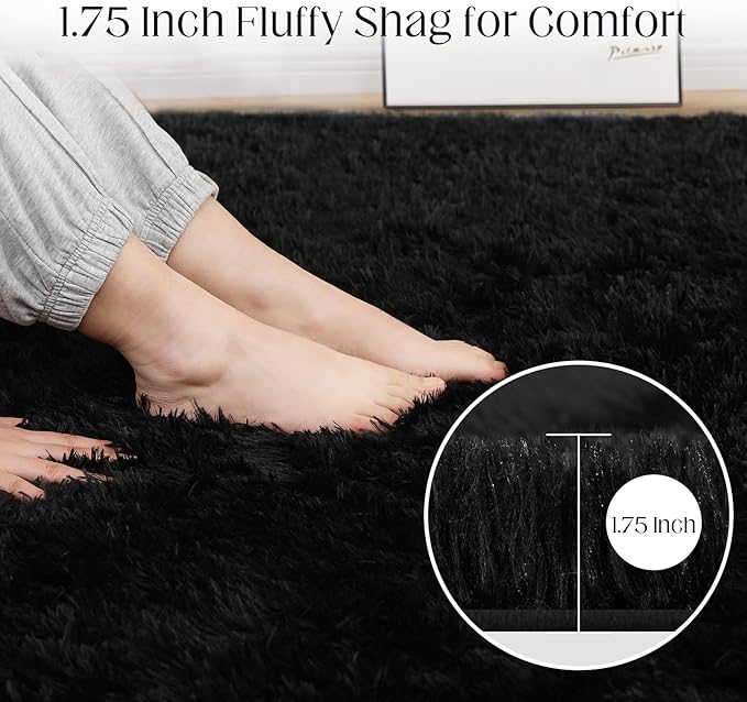 4x6 Black Rug, Area Rugs for Living Room, Soft Plush Area Rugs for Bedroom, Non-Slip Indoor Carpet for Nursery, Study Room, Playroom, Home Decor