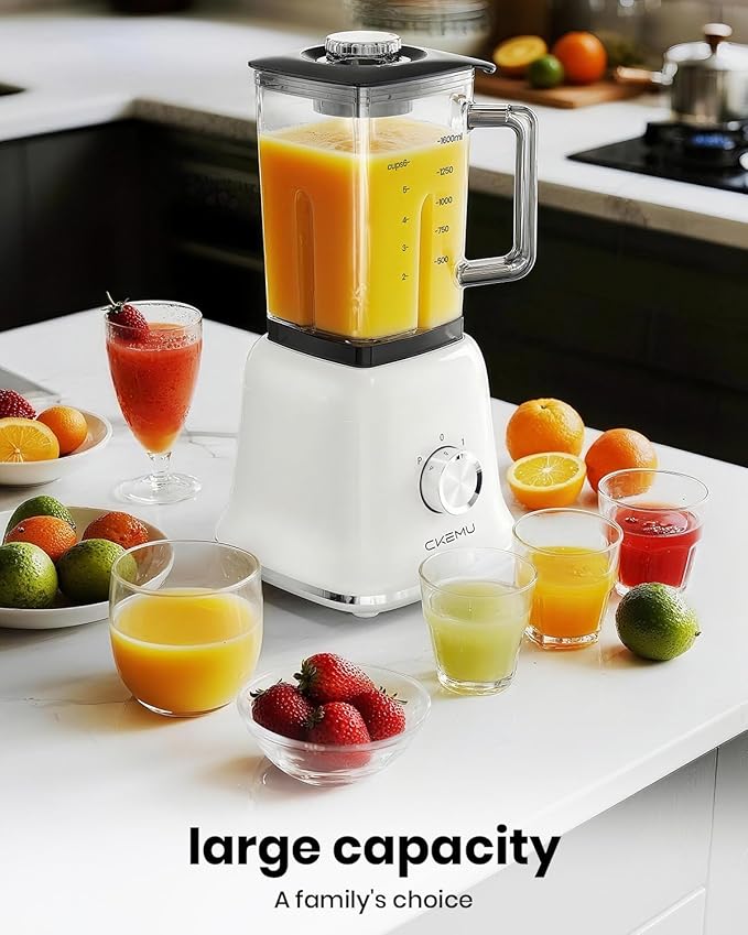 Professional Blender For Smoothies, 58 Oz Glass Jar, Glass Blender Including Puree & Crush Ice Functions, 750 Watts, B02 (White)