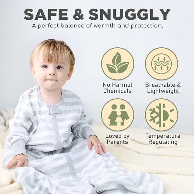 Mama Cheetah Baby Sleep Sack with Sleeves, 0.5 TOG Organic Cotton Wearable Blanket and Two-Way Zipper, Swaddle Transition Long Sleeve Sleeping Bag for Newborn Infant Toddler, 24-48 Months