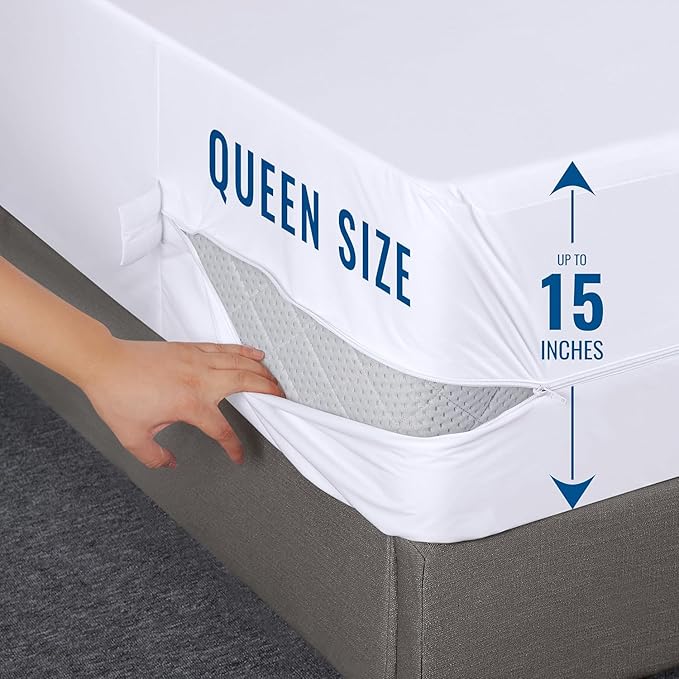 Utopia Bedding Zippered Mattress Encasement Queen Size (Pack of 2), 100% Waterproof, Dust Mite and Bed Bug Proof Mattress Protector, Absorbent 6-Sided Mattress Cover