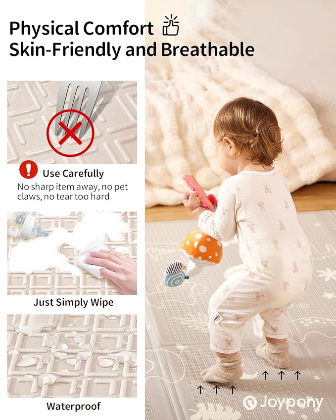 Baby Play Mat 79x 71 Inch, Extra Large Foldable Play Mats for Babies and Toddlers, Waterproof & Anti-Slip Portable Baby Floor Mat for Tummy Time, Non Toxic Foam Play Mat for Floor Travel Bag