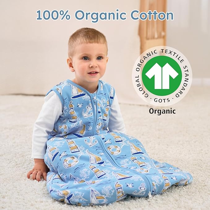 Yoofoss Baby Sleep Sack 0-6 Months, 1.5 Tog Baby Wearable Blanket with 2-Way Zipper, 100% Cotton Organic Fabric Winter Infant Sleeping Sack, Warm Soft Comfy
