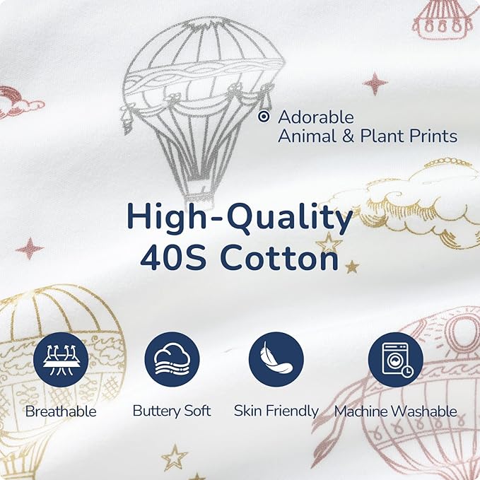 Baby Sleep Sack 12-18 Months, Cotton Detachable Long Sleeve Sleep Sack, 2.5 Tog Toddler Sleeping Sack with Temperature Strips, 2-Way Zipper Wearable Blankets for Newborns, Hot Air Balloon