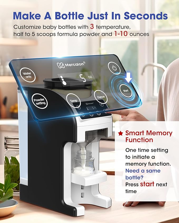 Instant Formula Maker, Fast and Customizable Formula Dispenser Machine with Accurate Temperature Control for Baby, Automatic Powder Blending for All Brands of Bottle and Formula, Black/White