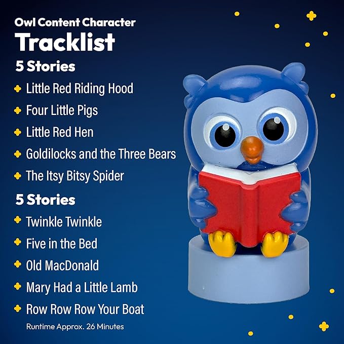 Kids Book Projector – 6 Bible & 5 Classic Read-Aloud Stories, 10 Songs & Night Light & Soothing Dream Music | Children Ages 3+ Storytime Projector for Kids & Toddler | Toys, Owl & Angel