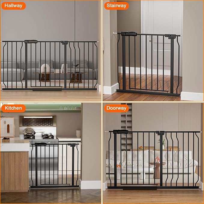 HOOEN 30" Tall Extra Wide Baby Gate for Doorways & Stairs - Large Pressure Mounted Dog & Child Safety Gates