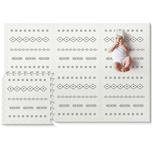 Baby Foam Play Mat, PIGLOG 72x48 Baby Crawling Mat, Floor Mats for Kids for Infants with Interlocking Floor Tiles, Toddler Playmats for Indoor and Outdoor, Easy to Clean Playroom Mats, Bohemia