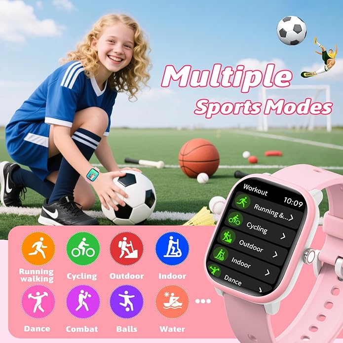 Smart Watch for Kids Girls Boys No APP/Phone Needed, 1.8" IP68 Waterproof Sport Kids Watch Pedometer, Heart Rate, Sleep Monitor, Step Counter, 12 Puzzle Games for Girls Boys Teens 6-16