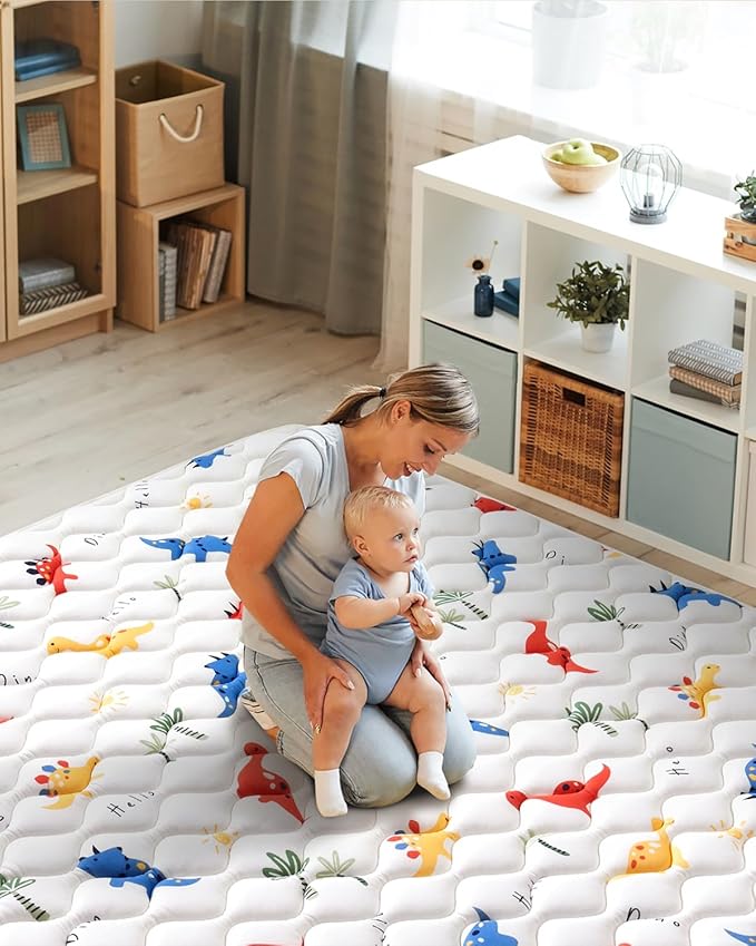 Premium Foam Baby Play Mat 74" X 50", Thick One-Piece Crawling Plyapen Mat, Odorless Baby Mat For Floor, Non-Slip Cushioned Playmat for Infants,Babies,Toddlers (Machine Washable for Easy Care)