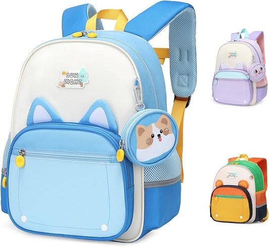SUN EIGHT Kids Backpack for School Cute Dog Backpack for Kids Lightweight Elementary Bookbag with Coin Purse Kindergarden School Bag(Dog)