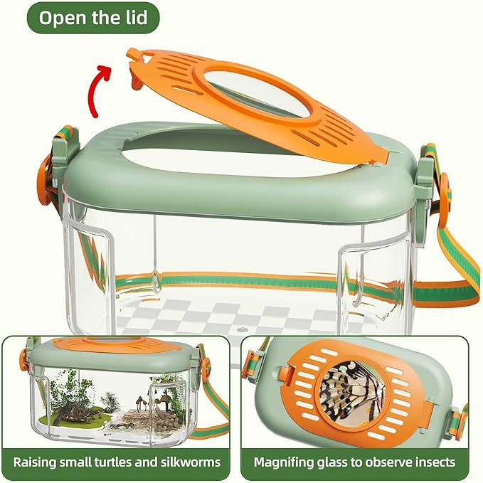 Bug Catcher for Kids Explorer Bug Catching Kit,Magnifying Glass, Tweezers, Whistle & Compass, Learning Guide, Insect Habitat, Outdoor Toys(3 Year +) (Kids Bug Catcher Set)