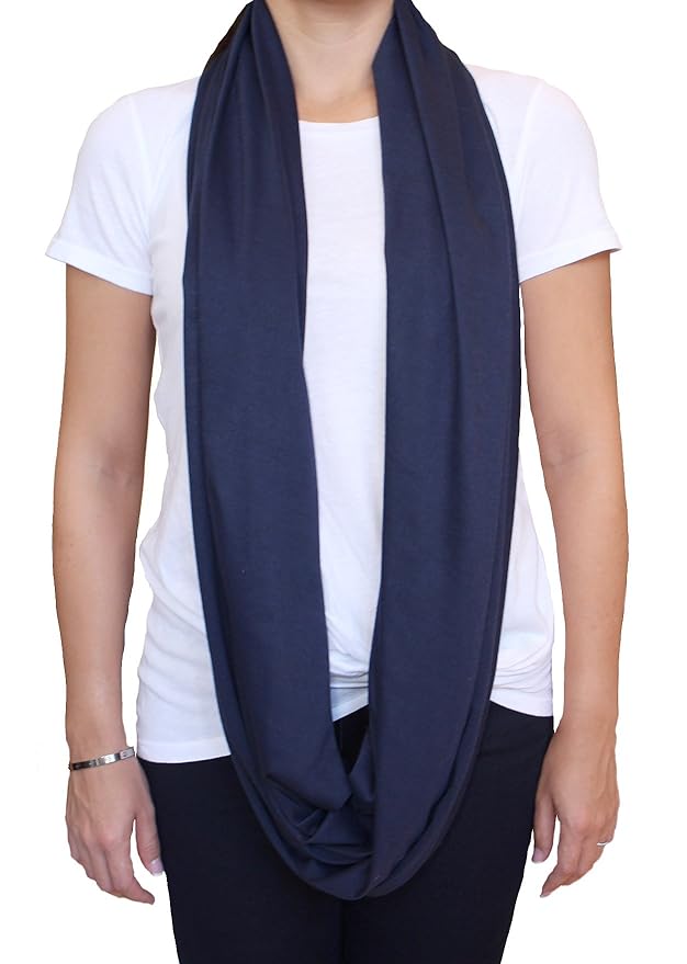 LK Baby Infinity Nursing Scarf Breastfeeding Cover Ultra Soft Premium Jersey Polyester (2pk black/navy)