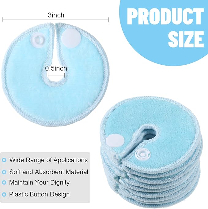 Tondiamo 28 Packs Soft g Tube Pads Holder Abdominal Feeding g Tube Button Cotton Pads Covers for Nursing Care(Light Blue)