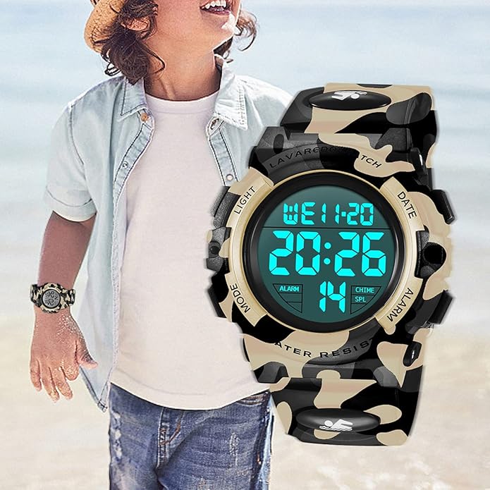 Kids Watch,Boys Watch for 3-15 Year Old Boys,Digital Sport Outdoor Multifunctional Chronograph LED 50 M Waterproof Alarm Calendar Analog Watch for Children with Silicone Band,Kids Gift