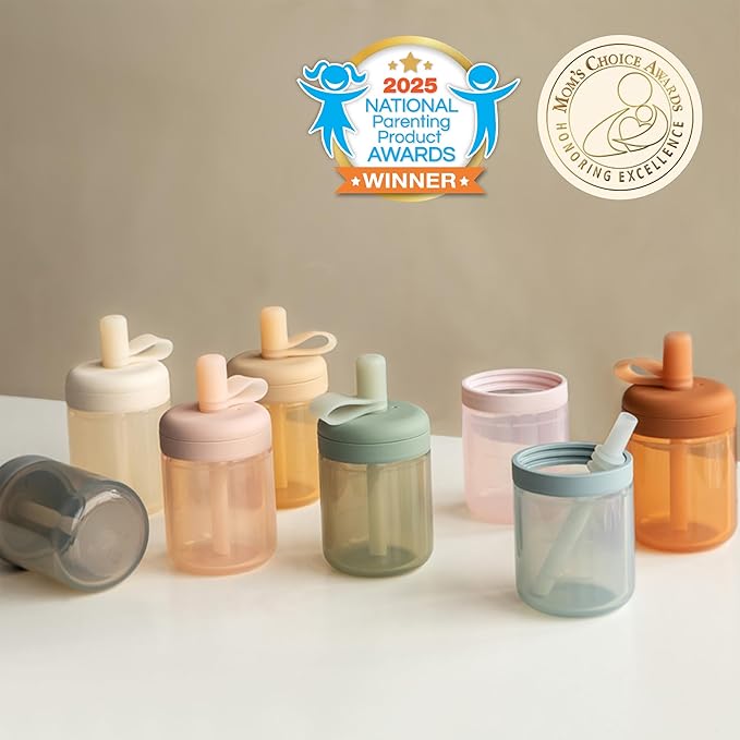 Moonkie Silicone Toddler Sippy Cup Training Cup with Straw Lid | BPA-Free Drop-Proof Cup | Baby Led Weaning | 5 oz, 1 Pack